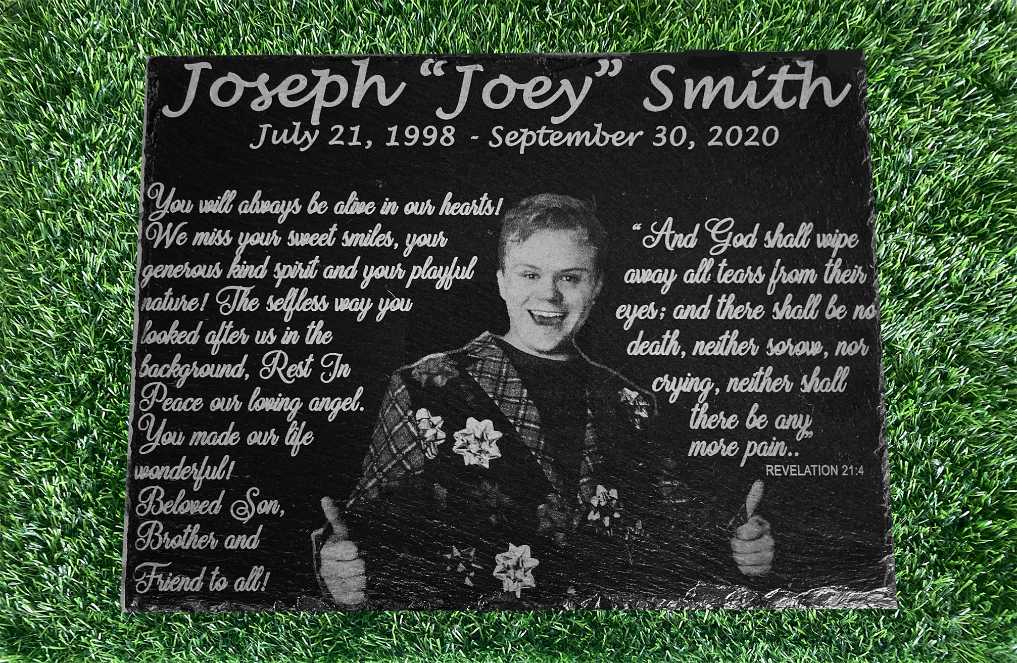 Memorial Plaque, laser engraved buy photo plaque