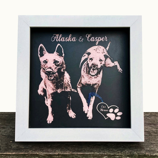 Personalized Portrait Engraved Glass. 3D Frame.
